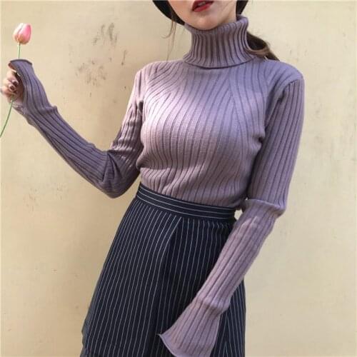 Womens winter turtleneck pullover sweater female solid long sleeve plus size slim thickening knitting sweaters high quality