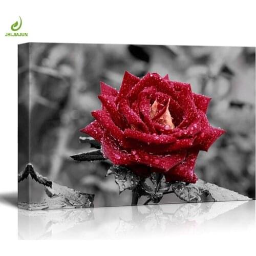 1Panel Rmodern Canvas Nordic Red Rose Painting After The Rain Nordic Wall Art printing And poster Restaurant Living Room Home Be