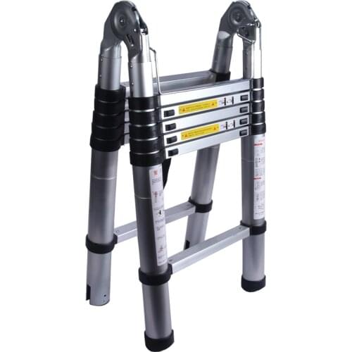 1PC 1.9M+1.9M Alluminum Telescopic Ladder With Joint