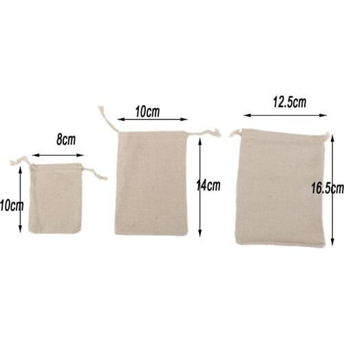 10x Linen Burlap Bags with Jute Drawstring for Gift Bags Wedding Party DIY Craft Baby Shower Jewelry Candy Container Bags