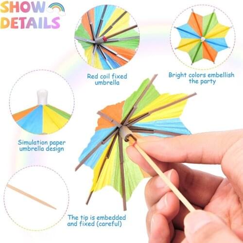 144PCS Drink Umbrella Mix Color Cocktail Decoration Paper Cocktail Umbrella Sign Party Birthday Disposable