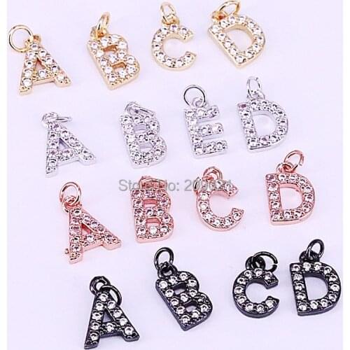 20Pcs Mix Color Fashion 26 Letters Initial Pendant, Women Men Metal Copper Alphabet Letter Jewelry Pendants
