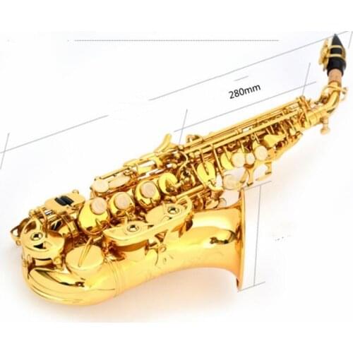 2020 Brand New Soprano Saxophone Curved Neck Lacquer Gold Brass Body High Quality Musical Instruments with Mouthpiece
