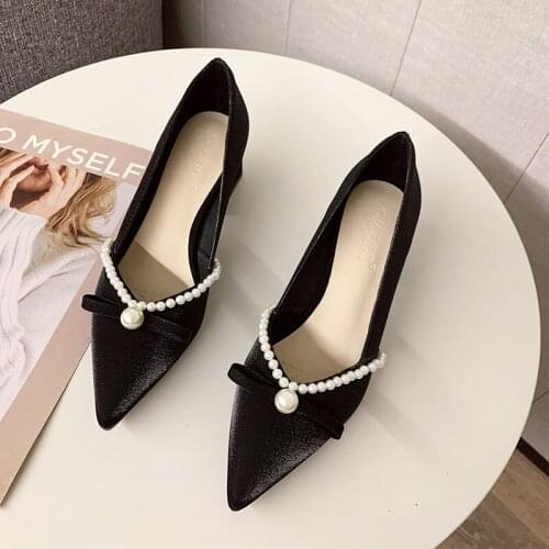 2021 Beaded Wedding Shoes Pearl Women Pumps High Heels Bow Bride Bridal Suede Pretty Girls Evening Party Sexy Women Pumps Mujer