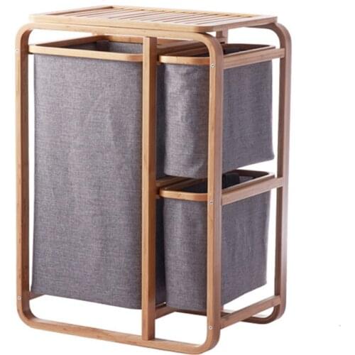 3 Gird Bamboo laundry basket dirty clothes basket bathroom laundry hamper storage basket clothes organizer