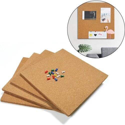 4x Natural Cork Board 12"x12" Thick Adhesive Backing Notice Pin Boards