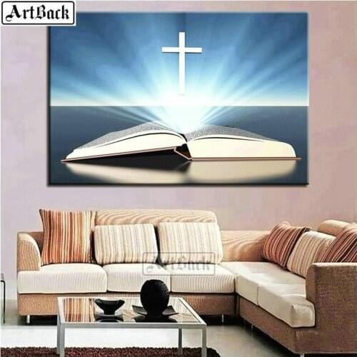 5d diy diamond painting bible cross full square / round religious pattern resin 3d diamond mosaic sticker crafts