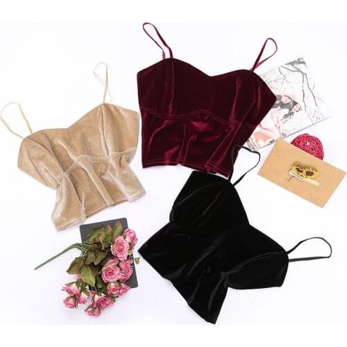 DakunhuiLC Velvet Tops Women Sexy V Neck Camisole Elegant Ladies Wine Red Beige Black Crop Top Autumn Winter Tanks Camis