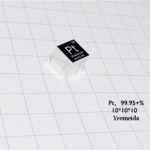 Free shipping platinum metal cube with 99.95 purity 10mm mirror polished Pt periodic element table platinum ingot for research