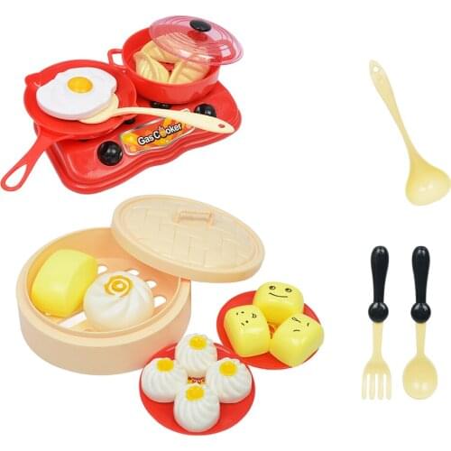 Pretend Play Food Toys for Kids Children - 18 Pieces Breakfast Playset with Cookware