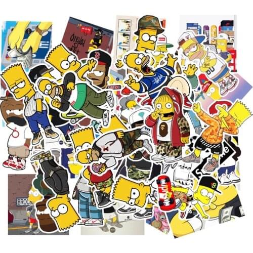 50PCS Childrens Cartoon Simpsoning Graffiti Family Character DIY Bike Travel Luggage Guitar Laptop Waterproof Classic Toy