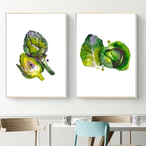 Canvas Painting Vegetables Modern Wall Art Green Food Poster Picture Modern Print Home Decor for Kitchen Bedroom Decoration