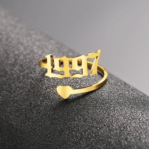 Personalized Year Number Ring Stainless Steel Rings For Women 1990 1991 1992 1993 1994 1995 1996 1997 1998 1999 Birthday Ring
