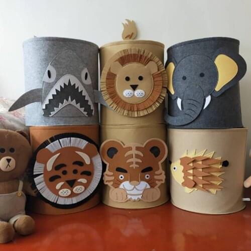 Lion Tiger Laundry Basket Storage Barrel Hamper Standing Toys Clothing Storage Bucket Clothes Organizer Holder Pouch Household