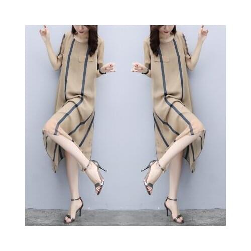 2020 Summer Dress Female Breathabel New Stripe Printed Short Sleeve O-neck Clothes for Postpartum Women Casual Chiffon Dress