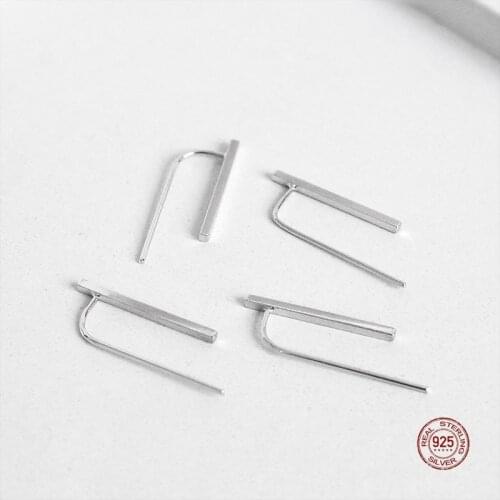 LKO 925 Sterling Silver Minimalism Geometry One Word Design Earring Pendants For Women Party Jewelry Gifts Accessories