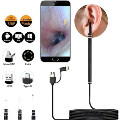 Ear Cleaning Endoscope Spoon Mini Camera Ear Picker Ear Wax Removal Visual Ear Mouth Nose Otoscope Support Android PC