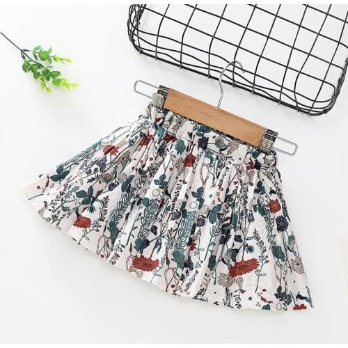 Summer Cute Baby Girls Pleated Skirts Flower Print Princess Kids Skirts Child Ballet Dancing Party Skirt Girls Children Clothes