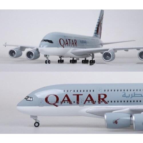 50.5CM Airplane 1/160 Scale Simulation Airbus A380 QATAR Airline Alloy Model W Light&Wheel Diecast Plastic Resin PlaneCollection