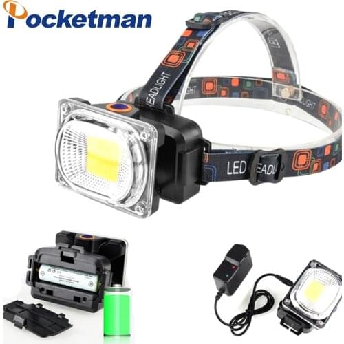 Power COB LED Headlight Headlamp DC Rechargeable Head Lamp Torch 3-Mode 18650 Battery Waterproof Hunting Fishing Lighting