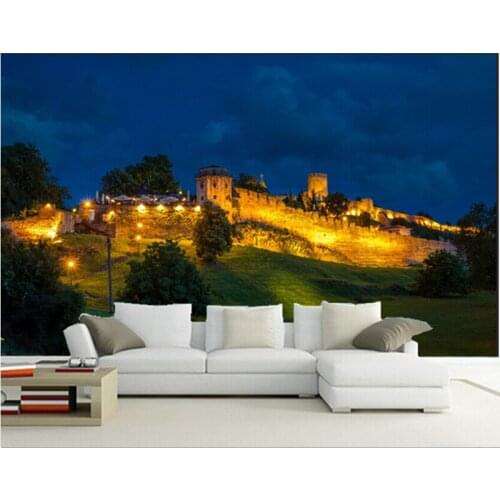 Latest high quality custom 3D mural.The old building brilliantly illuminated at night,living room TV wall bedroom wallpaper