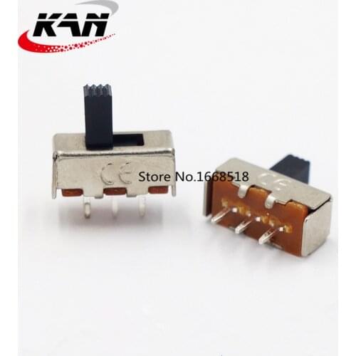 100PCS SS-12F44 1P2T Single pole double throw slide switch verticle type 3 pin with 2 fixed pin DIP toggle switch