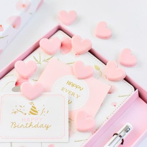 4pcs/lot Mohamm Pink Heart Stationery Binder Message w33 File Binder Student Supply Clip