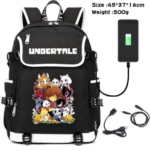 Undertale Sans Cartoon Backpack USB Charging Laptop Shoulders Bag Game Travel Bags Students School Bag Camouflage Mochila