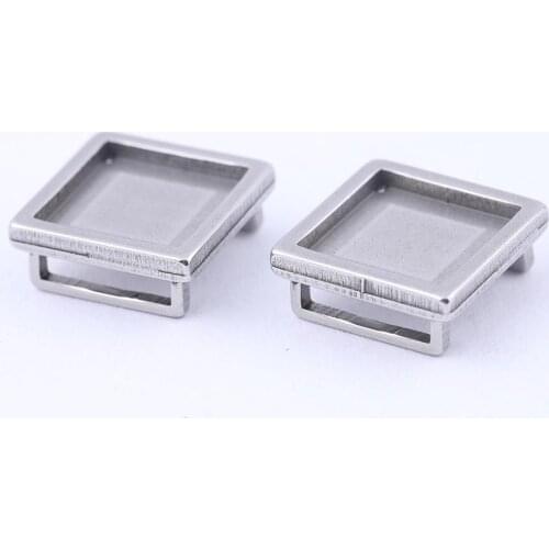 2pcs Fit 12mm 20mm Square Cabochon Slider Spacer Beads Diy Stainless Steel Base Setting Trays For Leather Bracelets Making