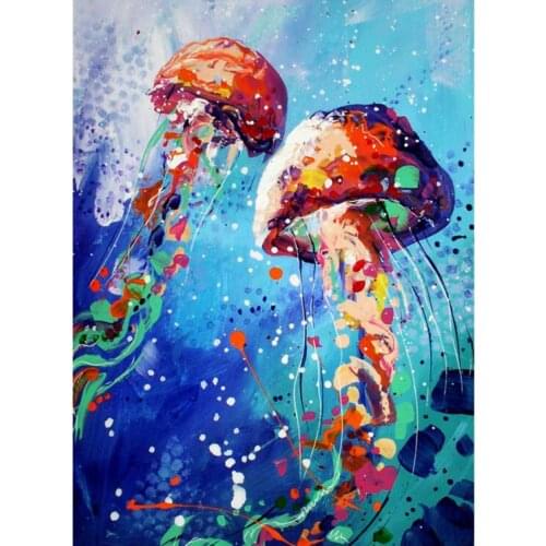 Full square diamond mosaic jellyfish embroidery painting rhinestone wall sticker decor diamond drawing art needlework handcraft