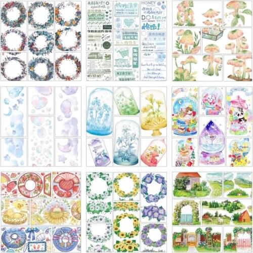 Lovely Flower Clear PET Tape for Card Making Bullet Journal DIY Scrapbooking Decorative Sticker