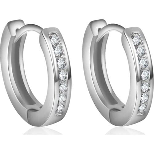 Simple Cute Romantic Style Earrings Jewelry Plata color Paved with AAA Cubic Zircon Stud Earrings for Women ED286