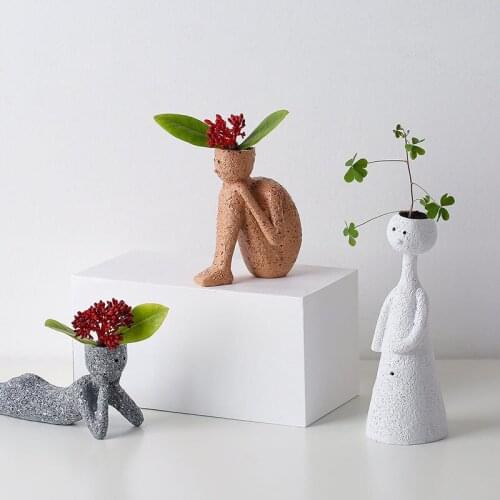 Nordic mini creative personality humanoid flower pot desktop decoration balcony miniature garden succulent planting potted