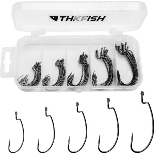 THKFISH Wide Crank Offset Hook #2-#3/0 High carbon steel Fishing Offset Worm Hook Soft Bait Fishing Accessories