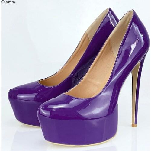 Olomm Handmade Women Platform Pumps Sexy Stiletto Heels Pumps Round Toe Gorgeous 7 Colors Club Wear Shoes Women US Size 5-20