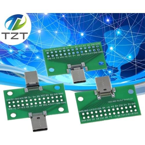 Type-C Male to Female USB 3.1 Test PCB Board Adapter Type C 24P 2.54mm Connector Socket For Data Line Wire Cable Transfer