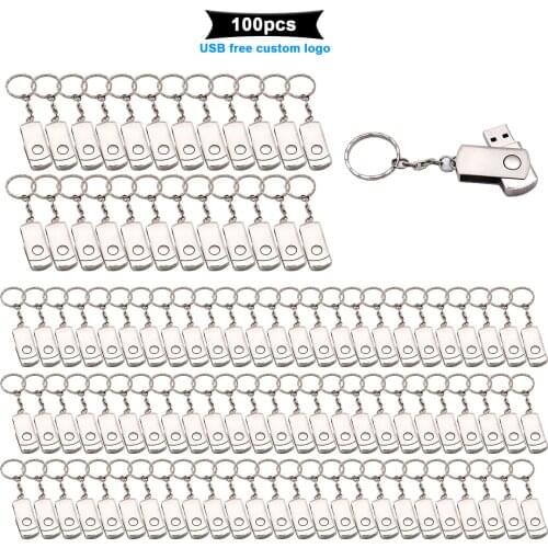 100pcs free logo USB Flash Drive 64gb 32gb 16gb 8gb pendrive 128GB Pen drive waterproof metal u disk 2.0 memoria usb stick gift