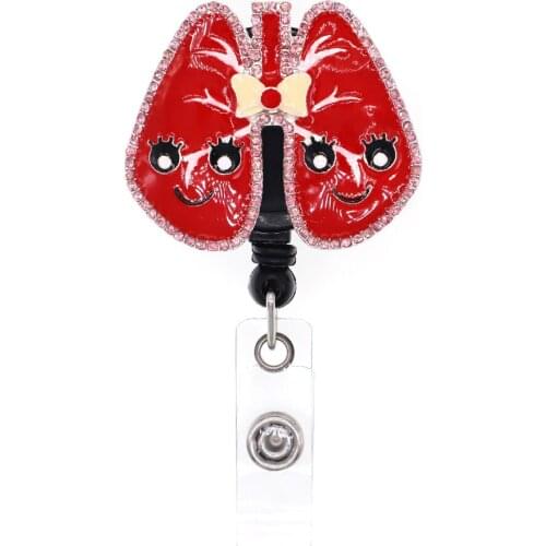 Hot Sale Kidney Nurse Rhinestone Retractable Id Badge Holder Reel