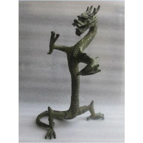 Height 23.5 cm* / Exquisite copper Chinese standing dragon statue