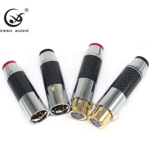 XSSH audio High End Level 3Pins MIC Microphone XLR Connector Carbon Fiber Male & Female 3-Pin XLR MIC Jack Microphone Connector