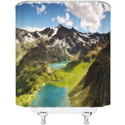 Nature Forest Trees Printed Shower Curtain 3d Bath Curtains Waterproof Polyester Fabric Washable Bathroom Screen With Hooks