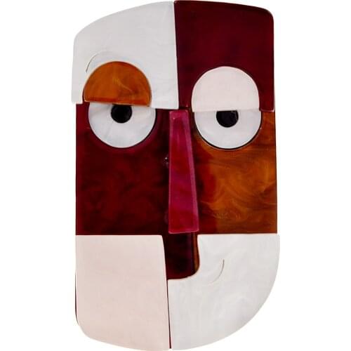 CINDY XIANG Colorful Asymmetric Human Face Brooch Badge For Women Acrylic Abstract Cute Cartoon Brooches Friends Gift Jewelry