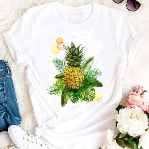Women Summer Beach Travel Trend Holiday Pineapple Cartoon Clothes Tshirts Fashion Stylish T Top Lady Print Sexy Tee T-Shirt