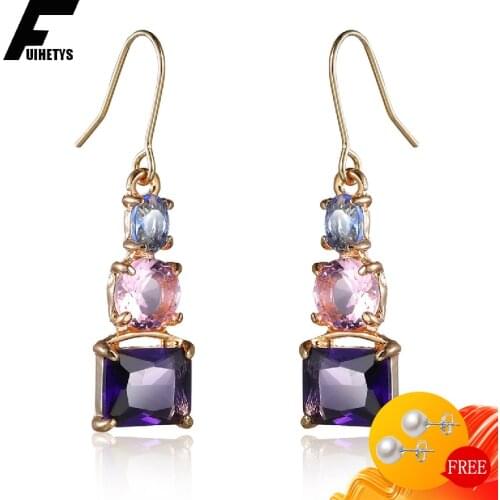 BaliJelry Women Earrings Silver 925 Jewelry Accessories Geometric Topaz Zircon Gemstone Drop Earring for Lady Wedding Engagement