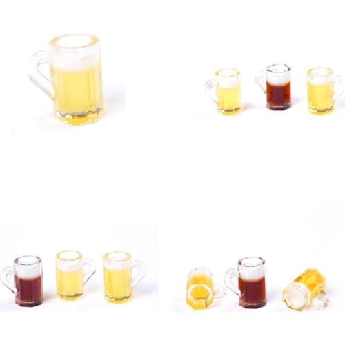 1PCS Mini Beer Cups 1:12 Miniature Kitchen Toys Dollhouse Kawaii Miniature Drink Japanese Mini Cups Goblet Doll House Beer Cups