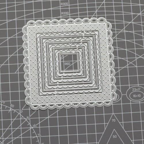 1pc For DIY Cards Scrapbooking Decor Embossing Die Cut Stencils Lace Square Layered Set Craft Metal Cutting Dies
