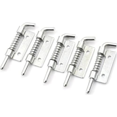 5pcs/lot Silver Spring Loaded Metal Security Barrel Bolt Latch Tone Spring Latches Door Cabinet Hinges Hardware 5.3 X 1.7cm
