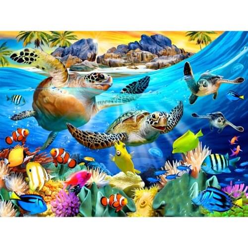 DIY Diamond Painting 5D Animal Sea Turtle Full Drill Diamond Embroidery Landscape Mosaic Handmade Home Decor festival gift