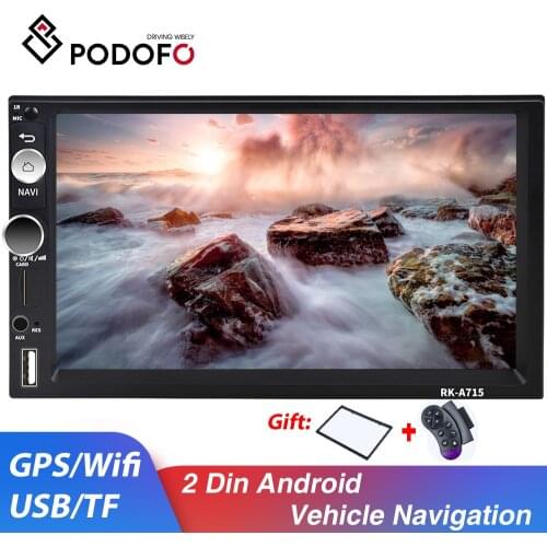 Podofo Android 8.1 2Din Car Multimedia Player GPS Navi Car Radio Wifi Bluetooth Autoradio Universal Car Audio Stereo Radio Coche