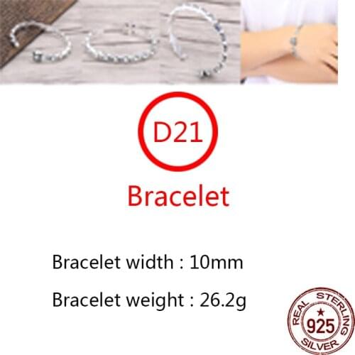 D21 S925 sterling silver bracelet personality retro simple punk hip-hop style cross flower water ripple fashion opening shape